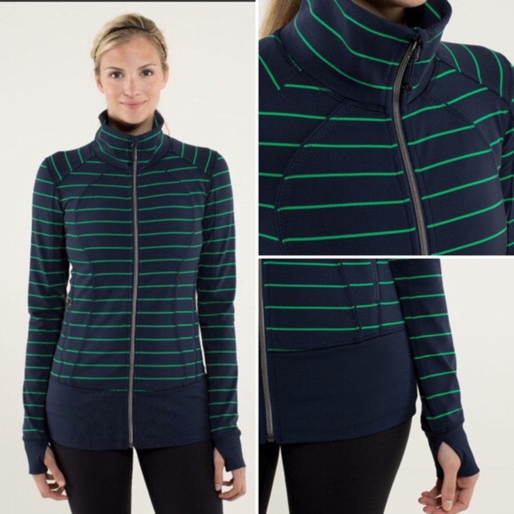 Lululemon Nice Asana Jacket Green Bean stripe